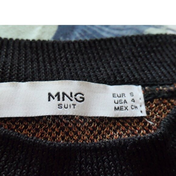 geometric pattern sweater, brown, black, metallic. MNG size 4 small - Picture 4 of 8